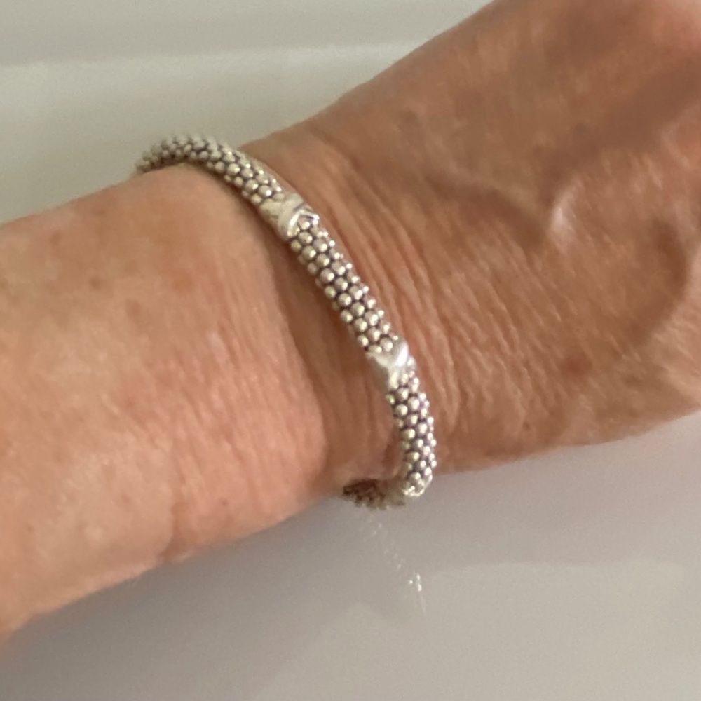 Lagos 3 X station Sterling silver caviar bracelet, 6 mm, 7 inch long